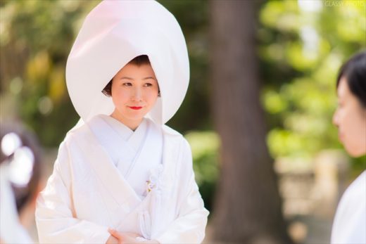 白い綿帽子のすごく似合う美人花嫁さん　安久美神戸神明社　ロワジールホテル　愛知県　豊橋市　結婚式　写真　カメラマン